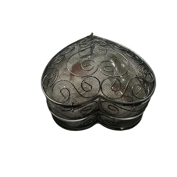 Things Remembered Silver Wire & Mesh Heart Candle Caddy Trinket Box & Candle NIB - Picture 7 of 11